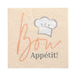 PAPSTAR GmbH 3-ply beige napkins (33x33 cm) with “Guten Appetit!” in orange/black and a chef's hat illustration, 1/4-fold, high-quality, 30 pieces.