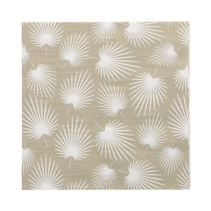 The 3-ply napkins (33 x 33 cm, 1/4-fold) from PAPSTAR GmbH are available in beige with a white palm frond pattern and offer a high-quality surface; 30 pieces in the package.