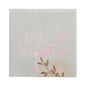 The PAPSTAR 20 napkins, 33x33 cm, 3-ply, Set 4 by PAPSTAR GmbH have a textured light gray background with embroidered botanical motifs in pink, light brown, and brown - ideal for an elegant table decoration.