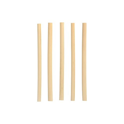 Five PAPSTAR "Pure" Reed Cocktail Straws (15 cm, Ø 7 mm) from the PAPSTAR The GmbH logos are arranged vertically against a plain white background, highlighting the stylish and eco-friendly, biodegradable straws.