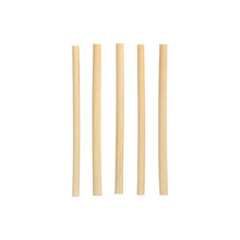 Five PAPSTAR cocktail straws reed "pure" (15 cm, Ø 7 mm) from PAPSTAR GmbH are arranged vertically on a plain white background, highlighting the stylish and environmentally friendly, biodegradable straws.