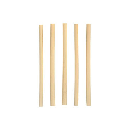Five PAPSTAR "Pure" Reed Cocktail Straws (15 cm, Ø 7 mm) from the PAPSTAR The GmbH logos are arranged vertically against a plain white background, highlighting the stylish and eco-friendly, biodegradable straws.