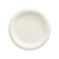 A PAPSTAR 50 sugarcane "pure" plate from PAPSTAR GmbH, simple and round in white, is shown from above against a white background.