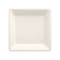 A "pure" square white plate from PAPSTAR GmbH made from eco-friendly sugarcane, biodegradable, from the set of 12, photographed from above on a white background.