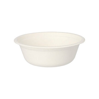 A simple white round disposable bowl by PAPSTAR GmbH, made from biodegradable sugarcane bowls ("pure") and sold as a pack of 12 PAPSTAR 12 bowls, photographed against a white background.