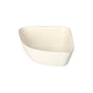 The PAPSTAR 4 bowls, sugarcane "pure" white "Belle Vie, Ligne Carrée" by PAPSTAR GmbH is a simple, cream-colored, square disposable bowl with rounded edges, made from eco-friendly sugarcane and depicted on a white background.