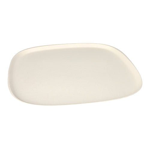 The PAPSTAR 4 plate sugarcane "pure" white "Belle Vie, Ligne Carrée" from PAPSTAR GmbH is a rectangular, cream-colored plate with rounded edges - ideal for anyone looking for eco-friendly tableware.