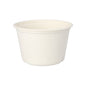 The PAPSTAR 50 soup cups made of sugarcane "pure" white from PAPSTAR GmbH is a small, simple, white soup cup with a slightly flared rim, photographed against a white background.