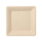 The durable square disposable plate PAPSTAR 50 plates, sugarcane "pure" from PAPSTAR GmbH in beige with a slightly raised edge is photographed from above against a white background.