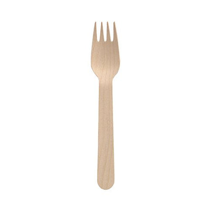 A single PAPSTAR GmbH fork "pure" made of wood (16 cm), environmentally friendly and stable, is seen on a white background.
