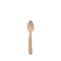 A single PAPSTAR coffee spoon wood "pure", 11 cm, environmentally friendly and stable from PAPSTAR GmbH, lies on a plain white background. The biodegradable spoon has a simple design with a round handle and flat bowl.