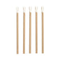 Five brown PAPSTAR 100 straws with spoons, paper straws with white angled tips are lined up straight on a white background.