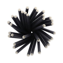 A top view of the circularly arranged PAPSTAR 100 shake straws paper Ø 10 mm · 21 cm from PAPSTAR GmbH - biodegradable black paper drinking straws with a white interior, ideal for environmentally conscious hosts and sustainable shake enjoyment.