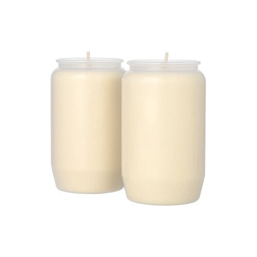 Two PAPSTAR composition oil lights Ø 5.8 cm in a transparent casing (2 pieces, PAPSTAR GmbH) stand side by side against a white background, creating atmospheric lighting.