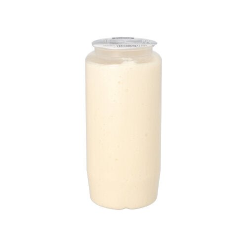A clear Starpak composition oil light (Ø 6.8 cm · 14.2 cm) with a transparent casing is sealed with a transparent lid and depicted against a plain white background. Package: 1 piece.