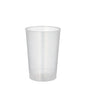 A Starpak 10 reusable drinking cup PP, translucent and unbreakable, stands upright against a white background.