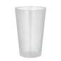 A Starpak 10 reusable drinking cup made of transparent, unbreakable PP stands upright, clear and empty, against a simple white background.