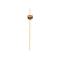 The PAPSTAR 100 Fingerfood - Pick from PAPSTAR GmbH is a bamboo skewer, adorned with a small decorative hamburger, depicted on a plain white background.