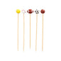 The PAPSTAR 100 finger food - pick from PAPSTAR GmbH features five picks with sports ball decorations - tennis, baseball, football, soccer, and basketball - ideal for parties and arranged upright against a white background.