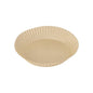 On a white background, a single, empty PAPSTAR 100 baking papers for air fryers (4.5 cm high) from PAPSTAR GmbH made from heat-resistant paper with wavy sides is depicted.