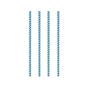 Four identical PAPSTAR 100 paper straws (Ø 6 mm, by PAPSTAR GmbH) with vertical blue and white stripes are evenly distributed on a plain white background.
