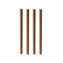 Four PAPSTAR bubble tea straws "pure" (Ø 12 mm, 20 cm, brown, environmentally friendly) from PAPSTAR GmbH stand upright in a row on a plain white background.