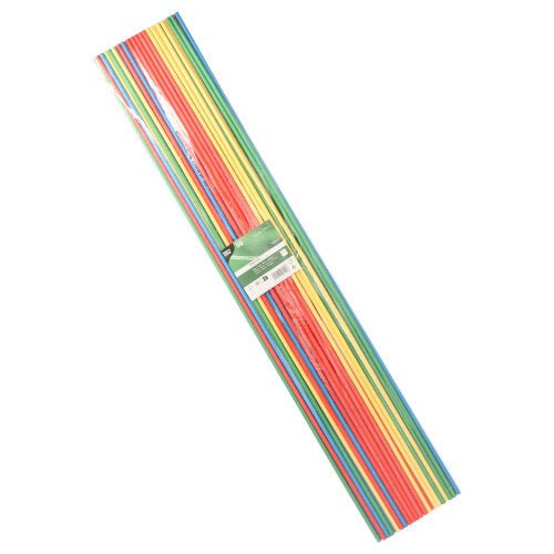 A pack of 50 PAPSTAR Maxi Paper Straws (Ø 6 mm, 80 cm) in various colors, packed in clear foil with a label. Brand: PAPSTAR GmbH.