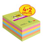 A pack of Post-it® Super Sticky Notes in large format, 101 x 152 mm, lined, in various colors. Contains 4 pads + 2 free (90 sheets/pad), strong adhesive notes, by 3M Deutschland GmbH, 100% PEFC certified.