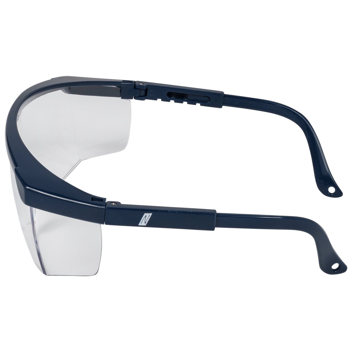 NITRAS VISION PROTECT BASIC, temple glasses, transparent / navy blue, EN 166 plastic | Pack (12 pieces)