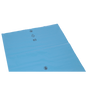 The flat, blue DEISS 90154 LDPE bag (240L, 1000x1250x0.06 mm) from EMIL DEISS KG is equipped with a recycling symbol, the number 65, and two circular markings on the surface. The background is white. Packaged as 100 bags per carton.