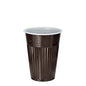 The Starpak 100 thermo vending cup (PS, 0.18 l, Ø 7.03 cm, 9 cm) in brown/white with a ribbed outside and smooth inside stands upright - ideal for keeping drinks warm on the go. Delivered in a pack of 100.