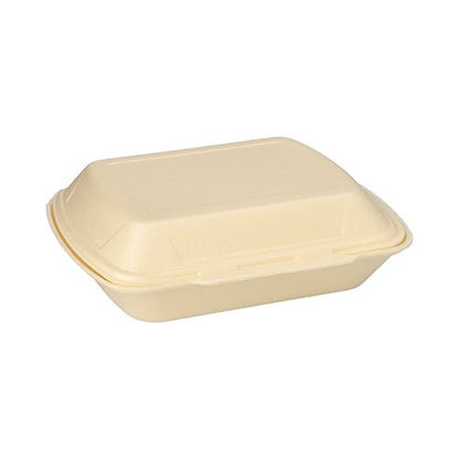 Pictured is a closed beige Starpak menu box (XPS, undivided, 7.5x24.3x20.8 cm) with a hinged lid from the Starpak 100 menu boxes set on a plain white background.