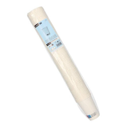 Pictured is a pack of 80 white Starpak disposable paper 'To Go' cups (0.18 l, Ø 7 cm, 9.2 cm) wrapped in plastic foil with a blue-white label on a white background.