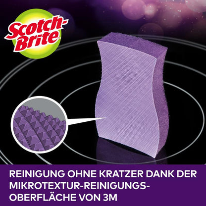 The close-up of a Scotch-Brite™ Glass Ceramic Cleaning Sponge from 3M Deutschland GmbH shows the microstructure of the surface for scratch-free cleaning of glass ceramic cooktops. The package contains 1 piece.