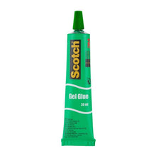 A 30-ml tube of Scotch® liquid adhesive from 3M Deutschland GmbH with a green cap and yellow "Scotch" lettering on a black label. This strong adhesive ensures a reliable bond; available in displays of 24 tubes or as individual units.