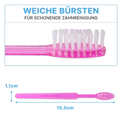 The ARNOMED disposable toothbrush with toothpaste from ARNOWA GmbH (15.5 x 1.1 cm) offers soft bristles for gentle tooth cleaning. Ideal as a dental product, available in the box with 100 pieces.