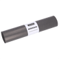 Pictured is a roll of EMIL DEISS KG DEISS garbage bags made from recycled LDPE 60 l - gray (25 pieces) with a white label on a white background.