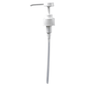 The Dr. Schnell dosing aid dispenser from DR.SCHNELL GmbH & Co. KGaA is a white plastic pump with a long straw, ribbed collar, and flat spout - ideal for dosing cleaning agents, soap, or lotion from bottles.