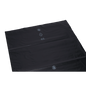A large, flat DEISS 95007 black garbage bag sheet from EMIL DEISS KG (570+400x1150x0.1 mm) shows recycling and plastic ID symbols with the number 65 in white - ideal for waste disposal on a plain white background. The box contains 120 bags.