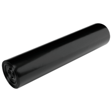 A package of EMIL DEISS KG (GmbH + Co.) DEISS 95467 trash bags Type 60 black, 600x700 mm (25 pieces), is depicted against a plain white background. The tightly wrapped trash bags have a smooth, shiny surface.