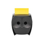 The 3M Deutschland GmbH Post-it® Z-Notes Dispenser, Owl, Black holds yellow Super Sticky Z-Notes (45 sheets/block, 2 blocks/pack) and is pictured against a white background.
