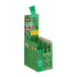 A green display box contains 24 tubes of 3M Deutschland GmbH Scotch® liquid adhesive (30 ml); one tube is standing upright. The packaging features product information in several languages and images that highlight the uses of this strong adhesive.
