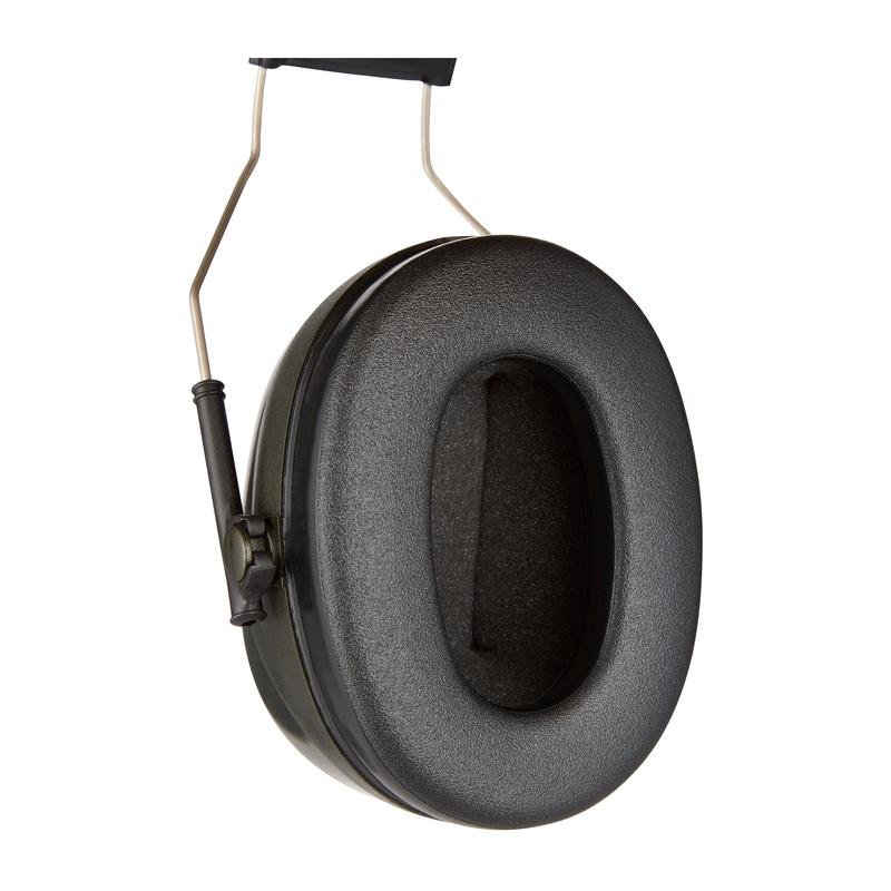 A close-up of the 3M™ PELTOR™ Optime™ II Ear Muffs H520A (SNR 31 dB, Green) from 3M Deutschland GmbH shows the oval ear pad with black textured padding and metal band against a white background.