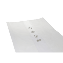 A transparent protective film DEISS 99134 from EMIL DEISS KG (GmbH + Co.) lies flat on a white background and shows recycling symbols, "04 LDPE" and the number "39" printed in black.