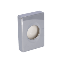 The EMIL DEISS KG (GmbH + Co.) 99302 dispenser hygiene box, chrome-colored, 100x139.5x27.5 mm, rectangular with a central round opening, is depicted isolated on a white background. Pack of 25 pieces.