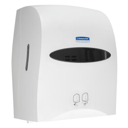 The Kimberly-Clark Professional™ Electronic No Touch Loose Module Roll Towel Dispenser (white, 1 dispenser) from Kimberly-Clark GmbH offers hygienic, touchless paper dispensing and impresses with its sleek, modern wall-mounted design.