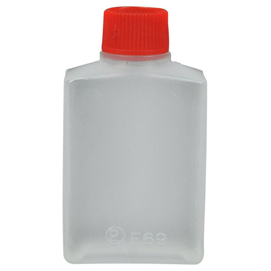 The Abena Re-Seller GmbH soybean container is a clear, rectangular plastic container with a red screw-top lid on a white background. It is ideal for the eco-friendly storage of soybeans and features a small embossed mark near the bottom.