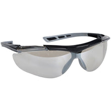 The Thor safety glasses Reflector, Clear (821017) from Abena Re-Seller GmbH offer optimal eye protection and clear vision with black and gray plastic frames, wraparound lenses, and ventilated temples. Package: 12 pieces.