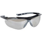 The Thor safety glasses Reflector, Clear (821017) from Abena Re-Seller GmbH offer optimal eye protection and clear vision with black and gray plastic frames, wraparound lenses, and ventilated temples. Package: 12 pieces.