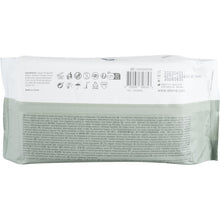The back of an Abena Re-Seller GmbH moist care wipes, with lid (80 pieces, 18x20 cm) pack shows ingredients, application instructions, manufacturer information, barcodes & symbols in multiple languages - ideal for cleaning on the go.